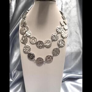 Chico's Hammered Colored Round Disc Layered Necklace